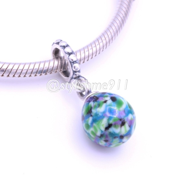 Authentic Pandora Blue Speckled Beauty Dangle - 791601 - Picture 1 of 10